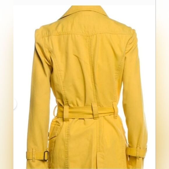 Vintage Very Good '90's Fiorucci Yellow Cotton Twill Trench Coat w/Belt Sz Small - Picture 5 of 9